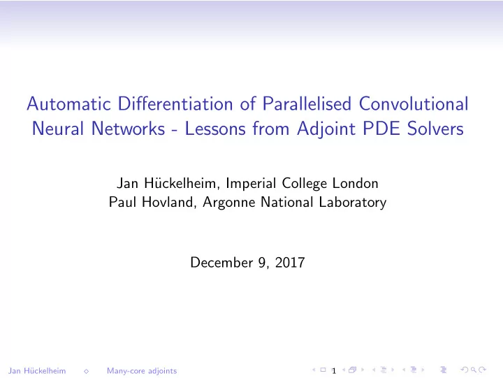 automatic differentiation of parallelised convolutional