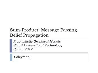 Belief Propagation  Probabilistic Graphical Models  Sharif University of Technology  Spring 2017