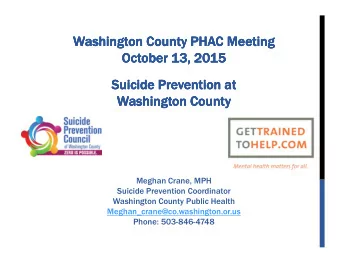Washington County PHAC Meeting  Washington County PHAC Meeting  Washington County PHAC Meeting