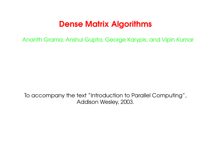 dense matrix algorithms