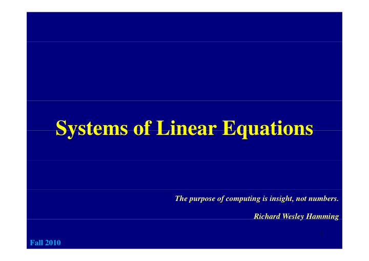 systems of linear equations systems of linear equations