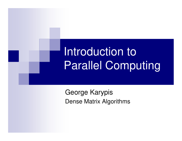 introduction to parallel computing