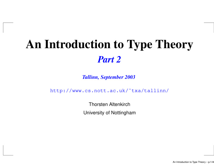 an introduction to type theory