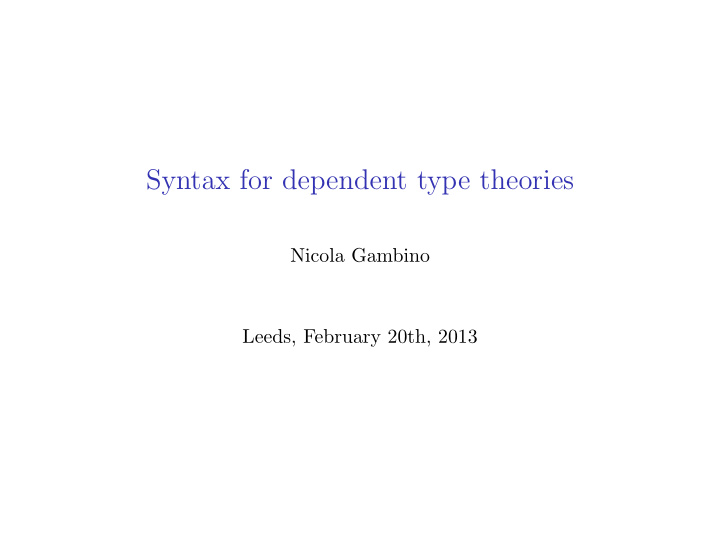 syntax for dependent type theories