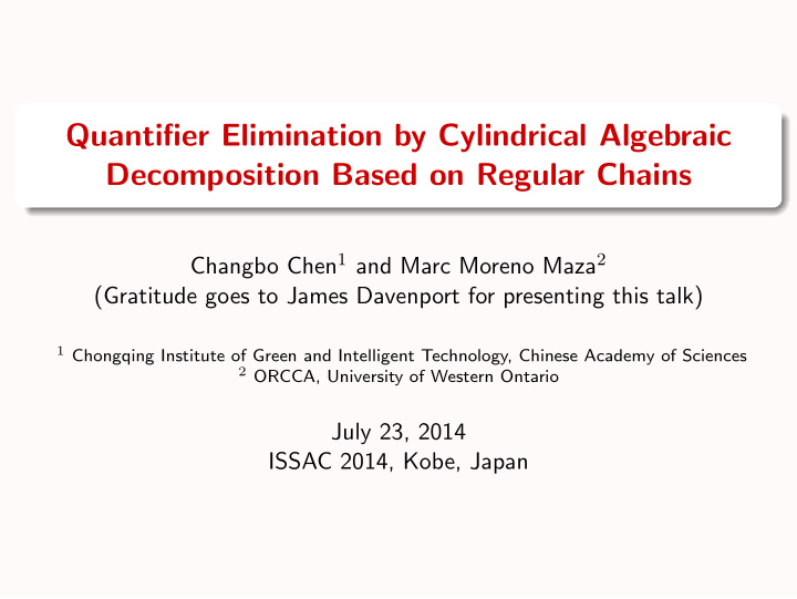 quantifier elimination by cylindrical algebraic
