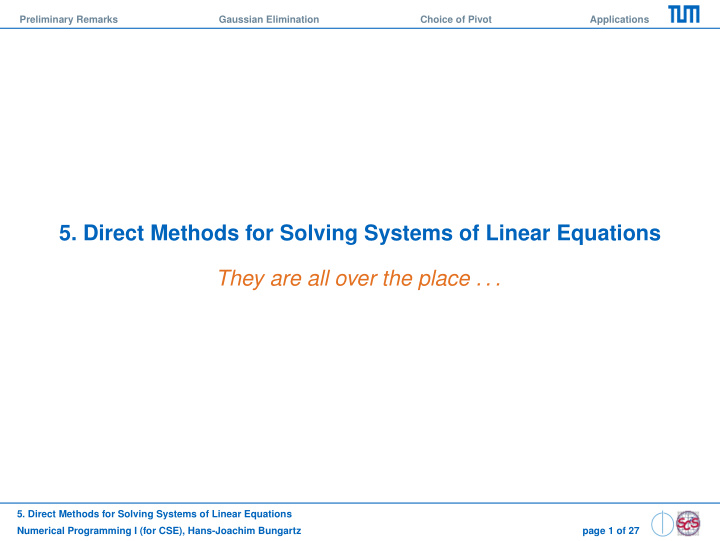 5 direct methods for solving systems of linear equations
