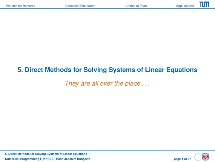 5 direct methods for solving systems of linear equations