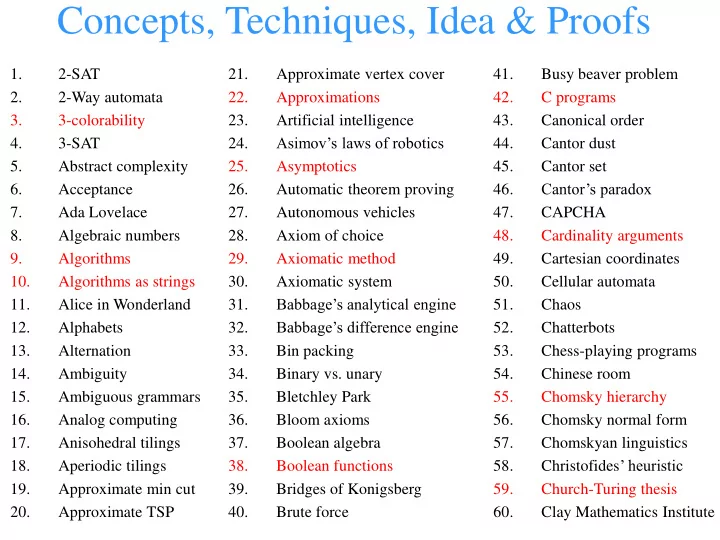 concepts techniques idea proofs