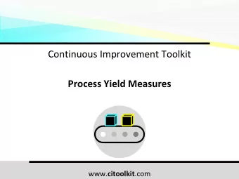 Continuous Improvement Toolkit  Process Yield Measures www. citoolkit .com  The Continuous