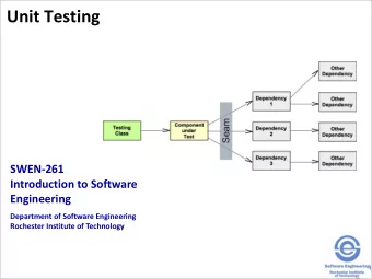 Unit Testing  SWEN-261  Introduction to Software  Engineering  Department of Software Engineering