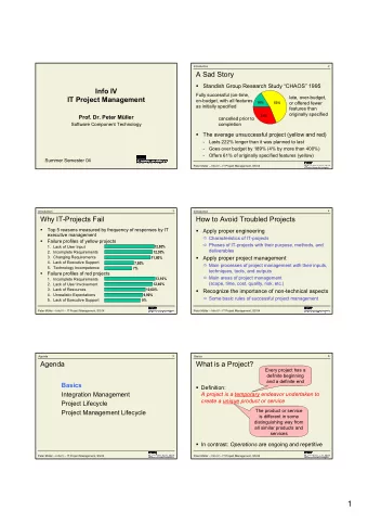 1  Basics  7  Basics  8  Examples for Projects and Operations  What is an IT-Project?  Projects