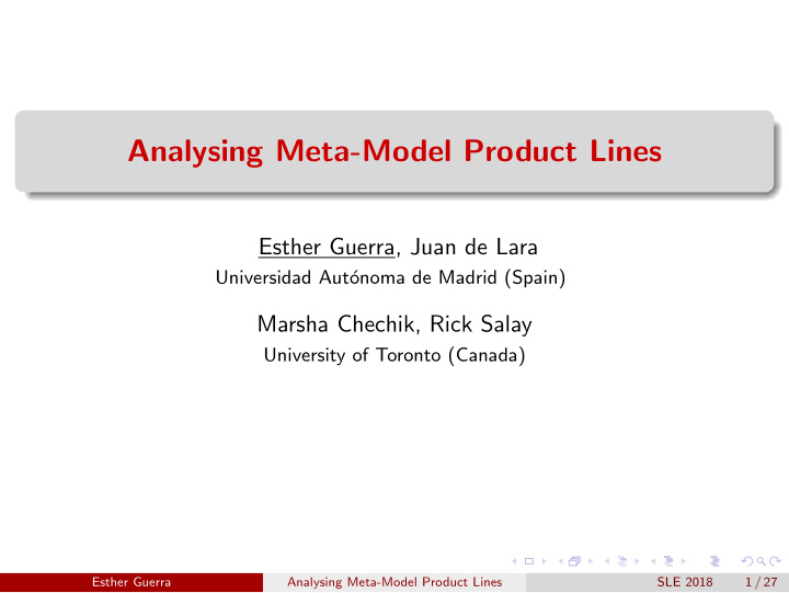 analysing meta model product lines