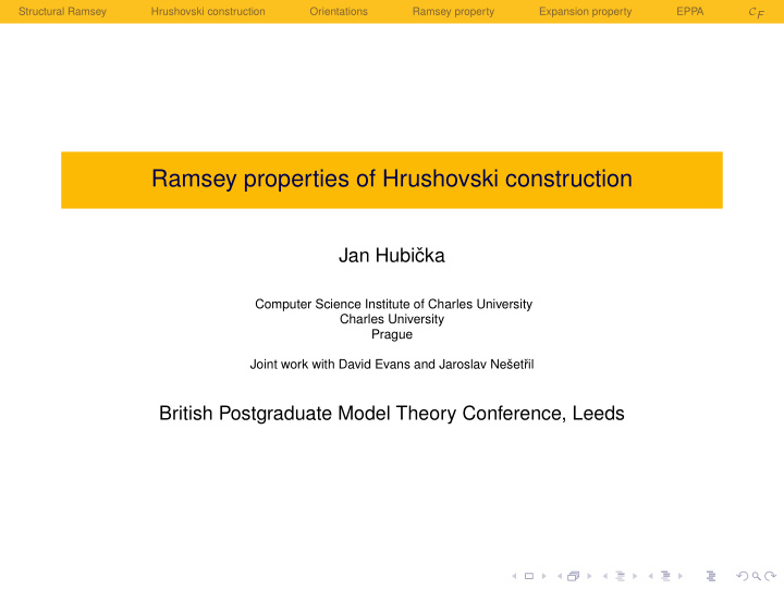 ramsey properties of hrushovski construction