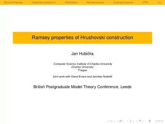 Ramsey properties of Hrushovski construction  Jan Hubi  cka  Computer Science Institute of