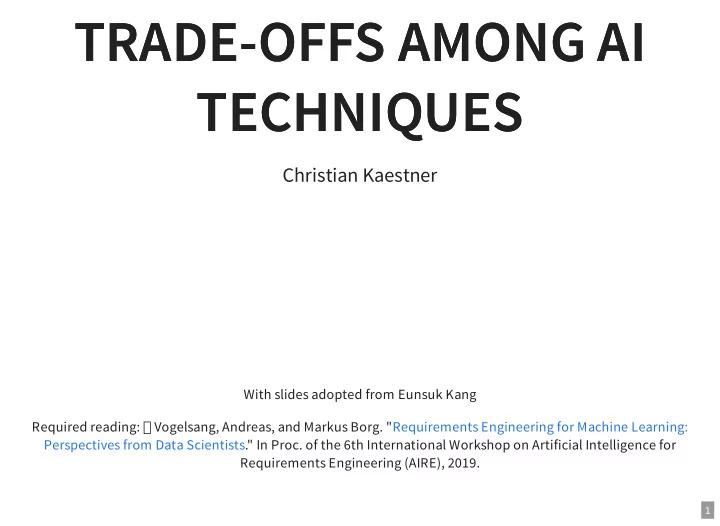 trade offs among ai trade offs among ai techniques