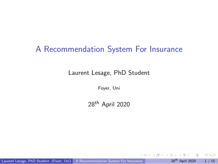 a recommendation system for insurance