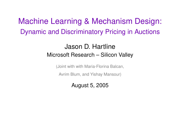 machine learning mechanism design