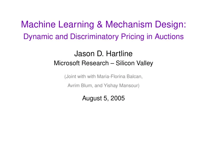 machine learning mechanism design