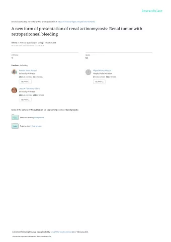 A new form of presentation of renal actinomycosis: Renal tumor with  retroperitoneal bleeding