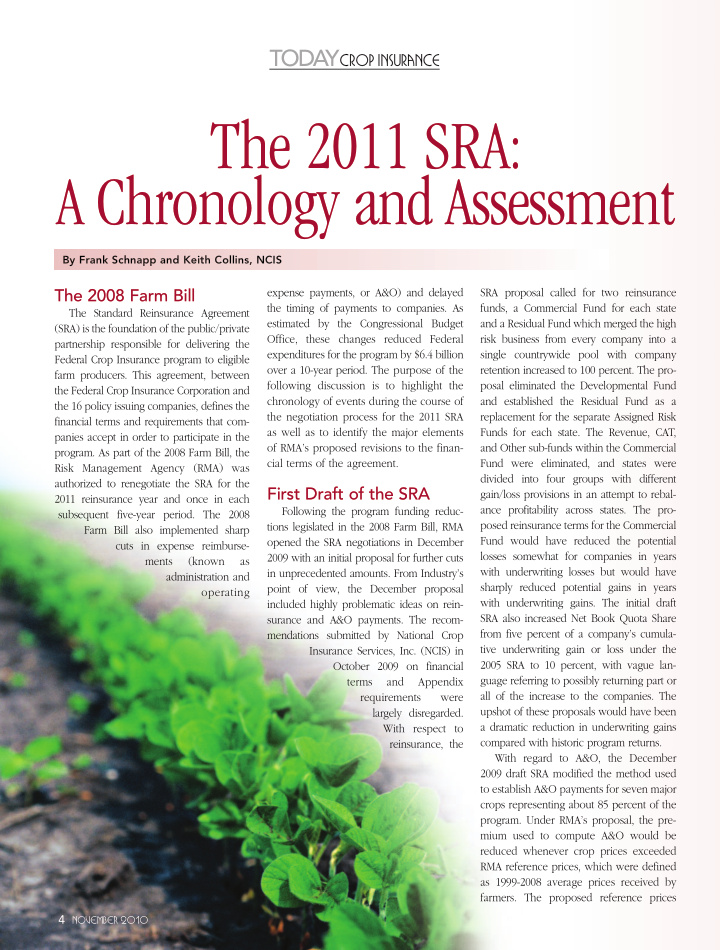 the 2011 sra a chronology and assessment