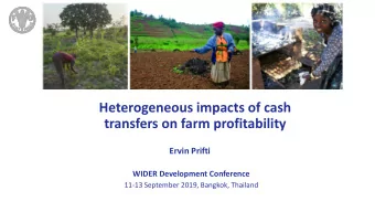 transfers on farm profitability  Ervin Prifti  WIDER Development Conference  11-13 September 2019,