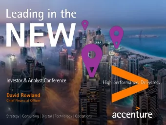 Investor &amp; Analyst Conference  David Rowland Chief Financial O ffj cer  Forward-looking