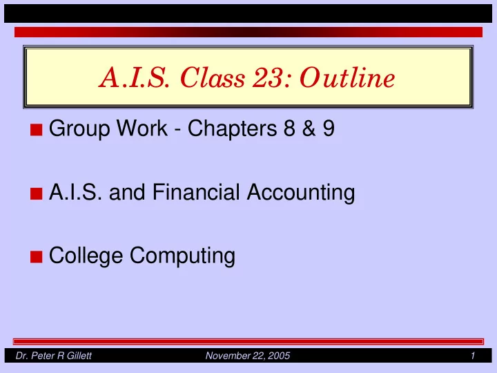 a i s class 23 outline