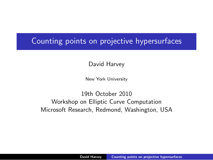 counting points on projective hypersurfaces