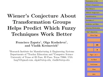 Wieners Conjecture About  Transformations . . .  Transformation Groups  Examples of . . .