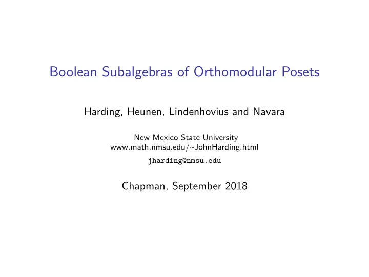 boolean subalgebras of orthomodular posets