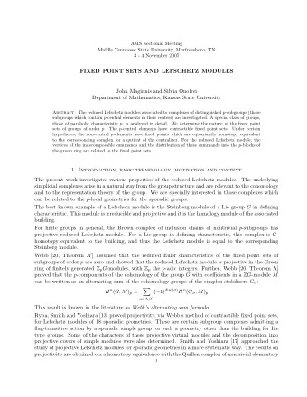 FIXED POINT SETS AND LEFSCHETZ MODULES  John Maginnis and Silvia Onofrei  Department of