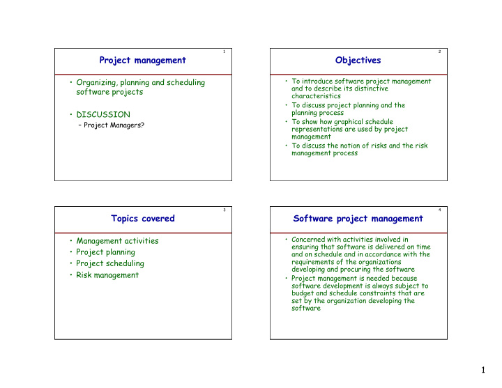 project management objectives