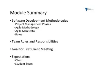 Module   Summa  mmary  So#ware  Development  Methodologies    Project