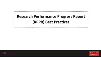 Research Performance Progress Report  (RPPR) Best Practices  Contents  Best practices  Roles &amp;