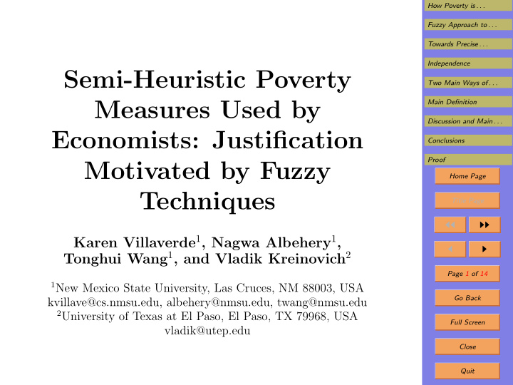 semi heuristic poverty