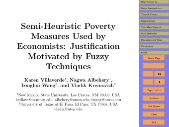 Semi-Heuristic Poverty  Two Main Ways of . . .  Measures Used by  Main Definition  Discussion and