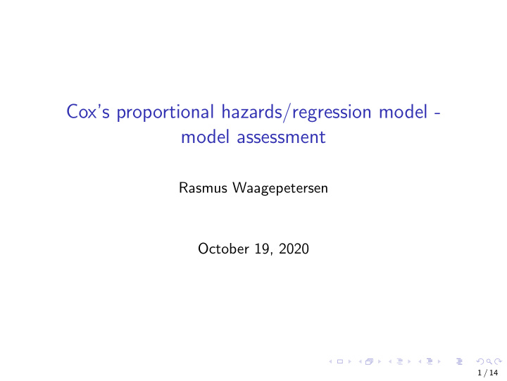 cox s proportional hazards regression model model