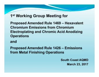 South Coast AQMD  March 23, 2017  1  Background  Over past several years, air monitoring near