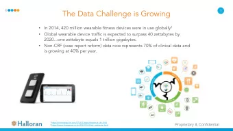 The Data Challenge is Growing  1  In 2014, 420 million wearable fitness devices were in use