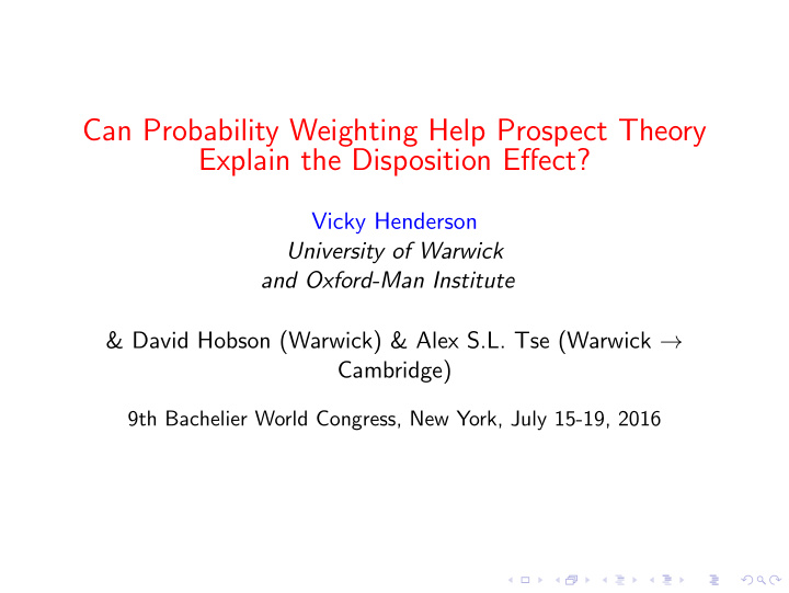can probability weighting help prospect theory explain