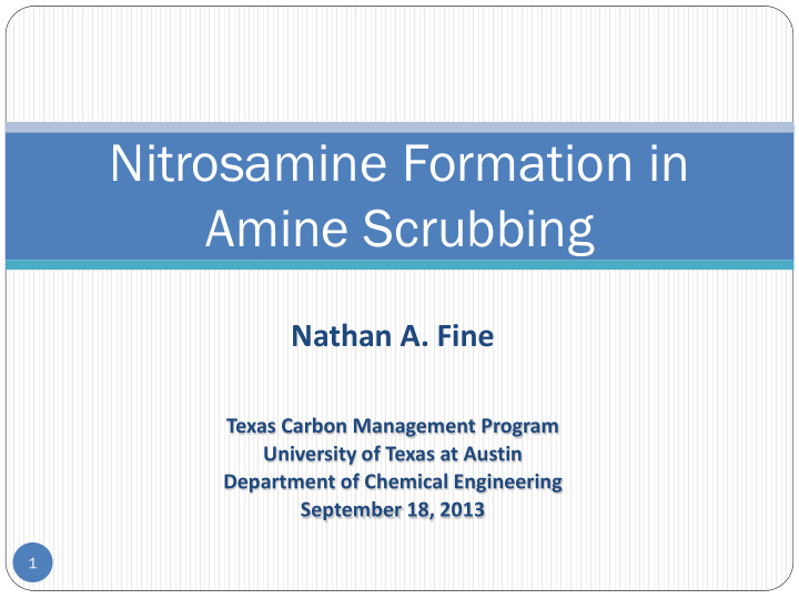 nitrosamine formation in amine scrubbing