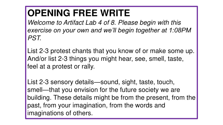 opening free write