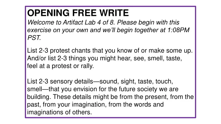 opening free write