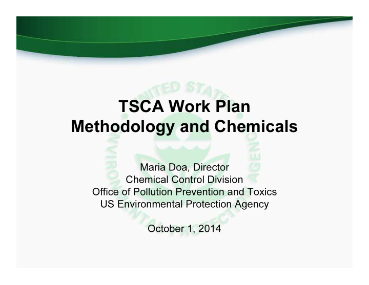 tsca work plan methodology and chemicals