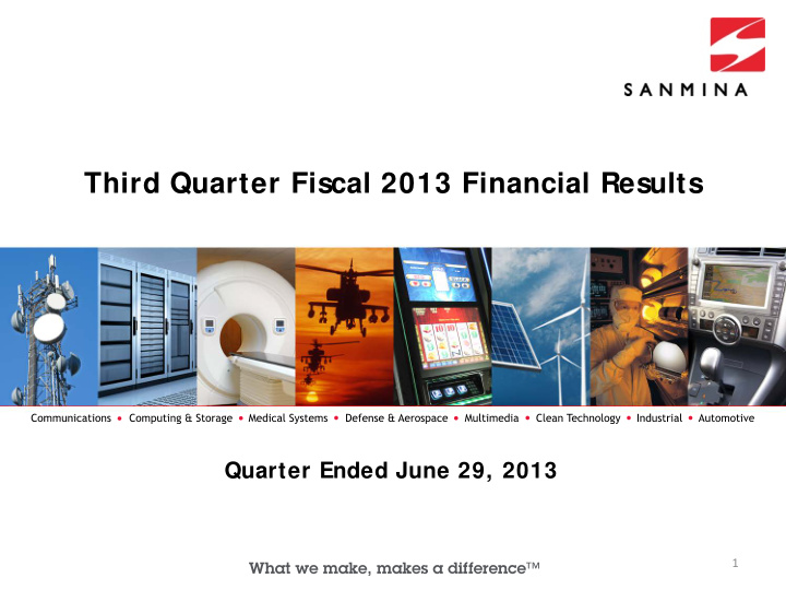 third quarter fiscal 2013 financial results