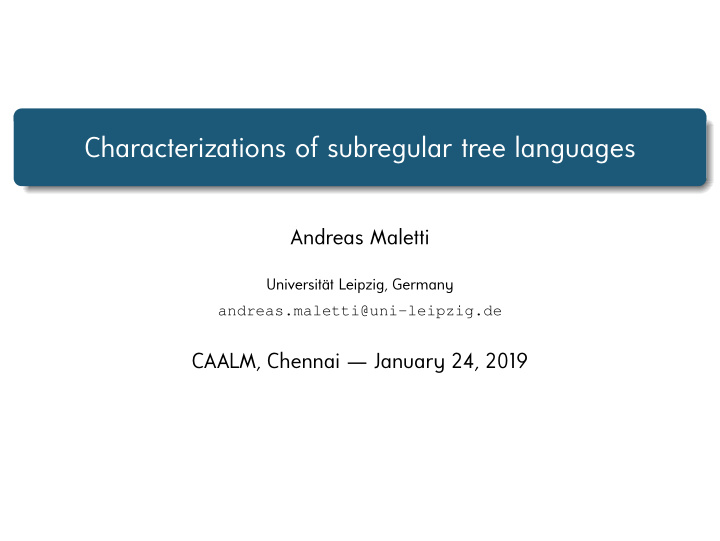 characterizations of subregular tree languages