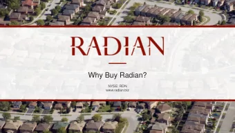 Why Buy Radian?  NYSE: RDN  www.radian.biz  1  POST CRISIS U.S. HOUSING MARKET  Improved Credit and