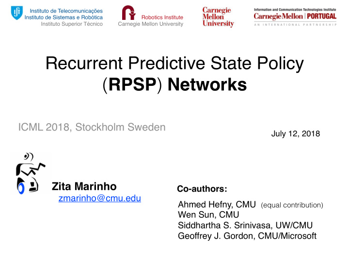 recurrent predictive state policy rpsp networks