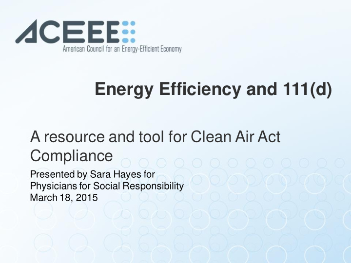energy efficiency and 111 d