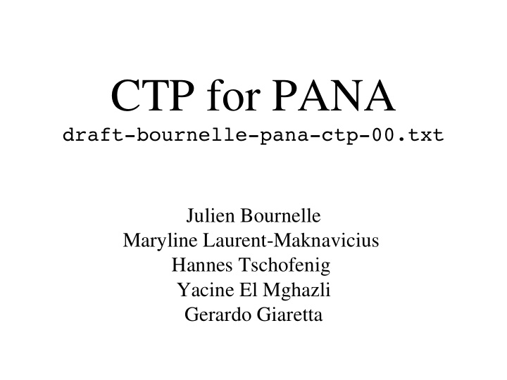 ctp for pana